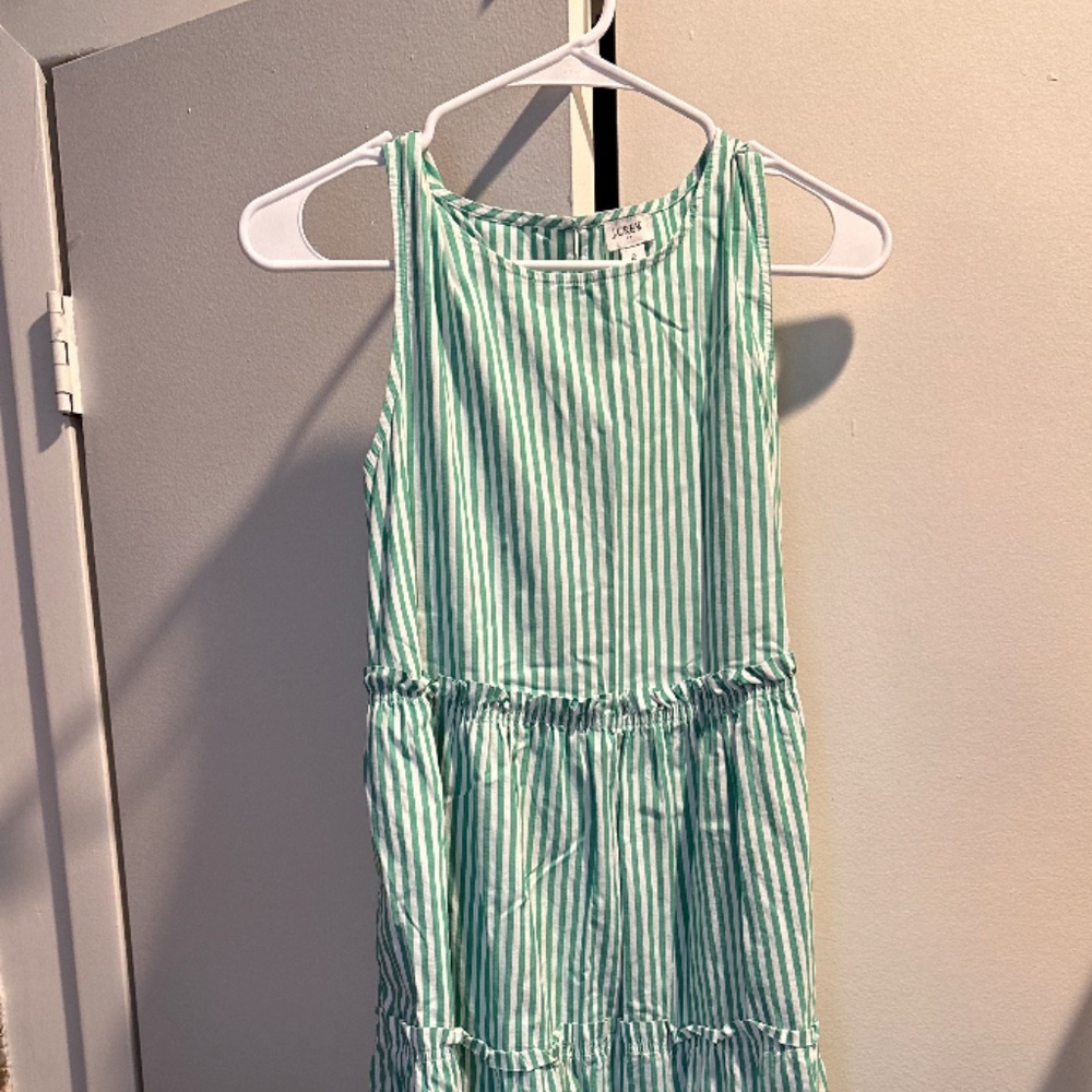 J. Crew Green Striped Maxi Sundress